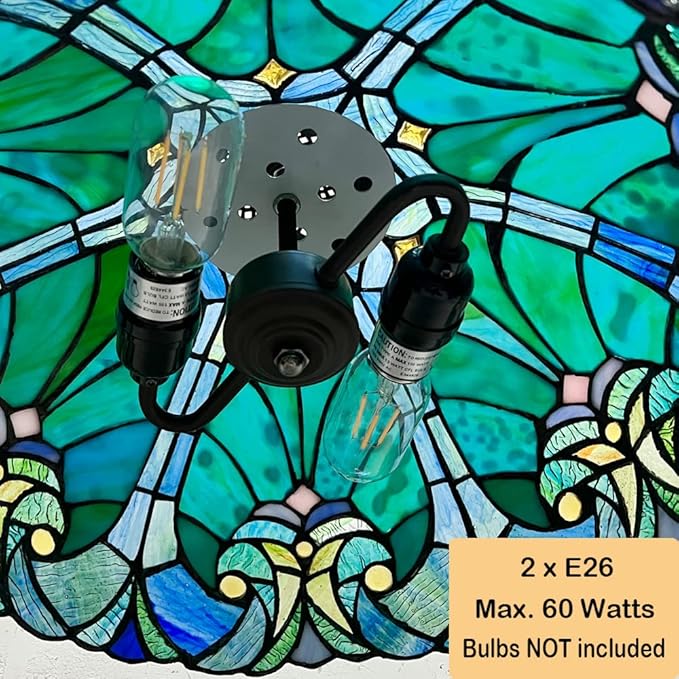 Tiffany Pendant Light fixtures Hanging Lamp Stained Glass Light Decor for Dining Living Room Kitchen Island Study Hallway