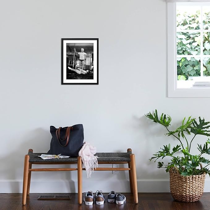 ART.COM Wall Premium Photographic Print Opera Singer Roberta Peters Balancing Her Trainer, Joseph Pilates, on Her Operatic Breadbasket on Black Frame by Michael Rougier, 17" x 21"