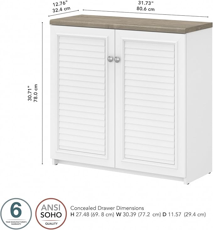 Bush Furniture Accent Cabinet with Doors and Shelves | Fairview Collection Modern Sideboard Buffet for Home Office | 32Wx13Lx31H