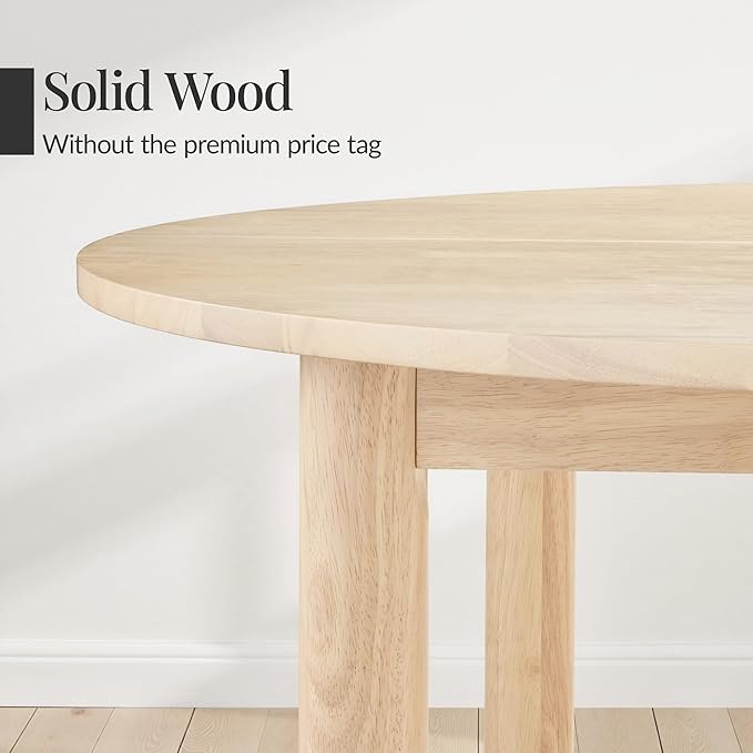Best Choice Products Solid Wood Dining Table for 4-6, Kitchen Table, 47" Round Table, Modern Farmhouse, Space Saving for Dining Room, Kitchen, Or Living Room, Easy Assembly - Natural