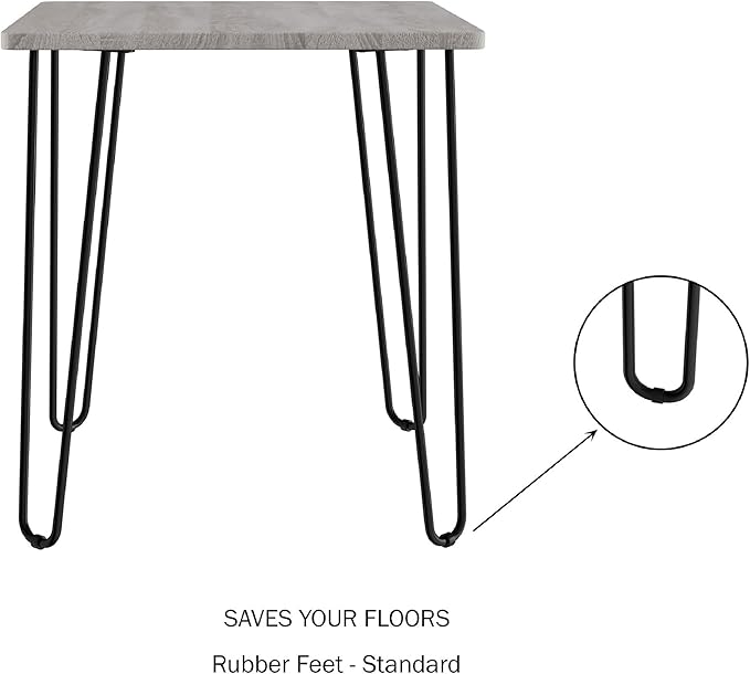 Modern End Table with Hairpin Legs - Industrial-Style, Woodgrain Finish, and Steel Accent Furniture for Living Room, Bedroom, or Office by Lavish Home