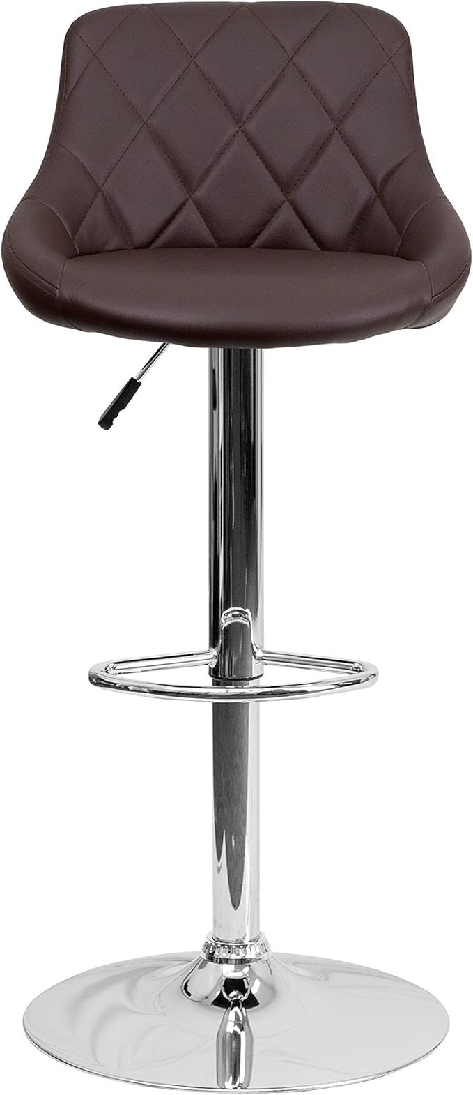 Flash Furniture Caldwell 2 Pack Contemporary Brown Vinyl Bucket Seat Adjustable Height Barstool with Diamond Pattern Back and Chrome Base