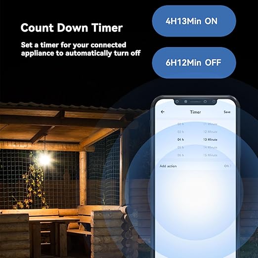 Smart Outdoor WiFi Plug, Smart Plug with Remote Control App Timer Function IP53 Waterproof for Home Garden Pool Kitchen Balcony