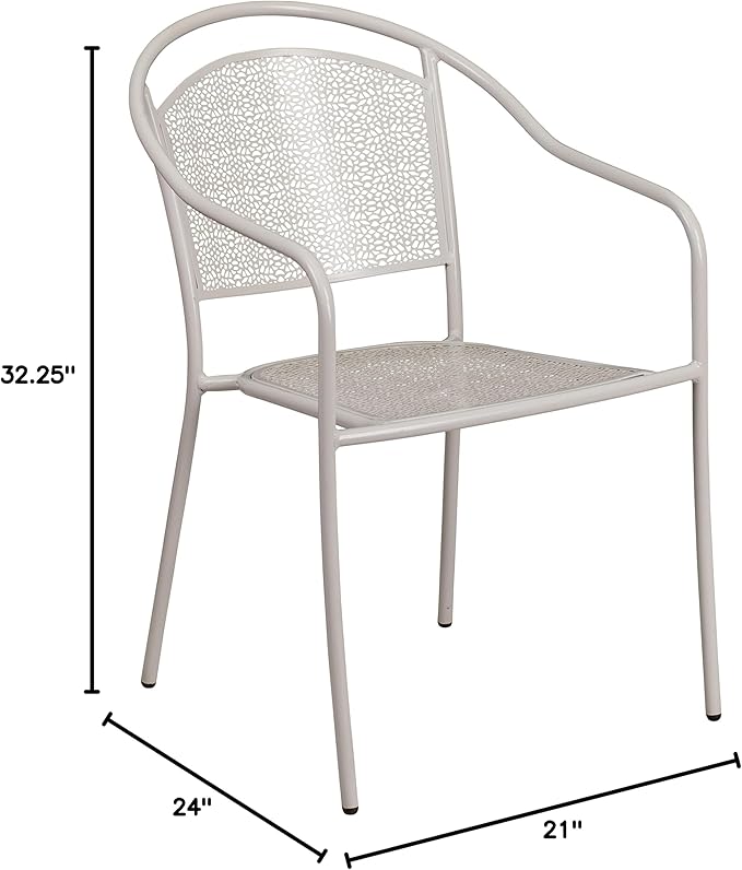Flash Furniture Oia Commercial Grade 5 Pack Light Gray Indoor-Outdoor Steel Patio Arm Chair with Round Back