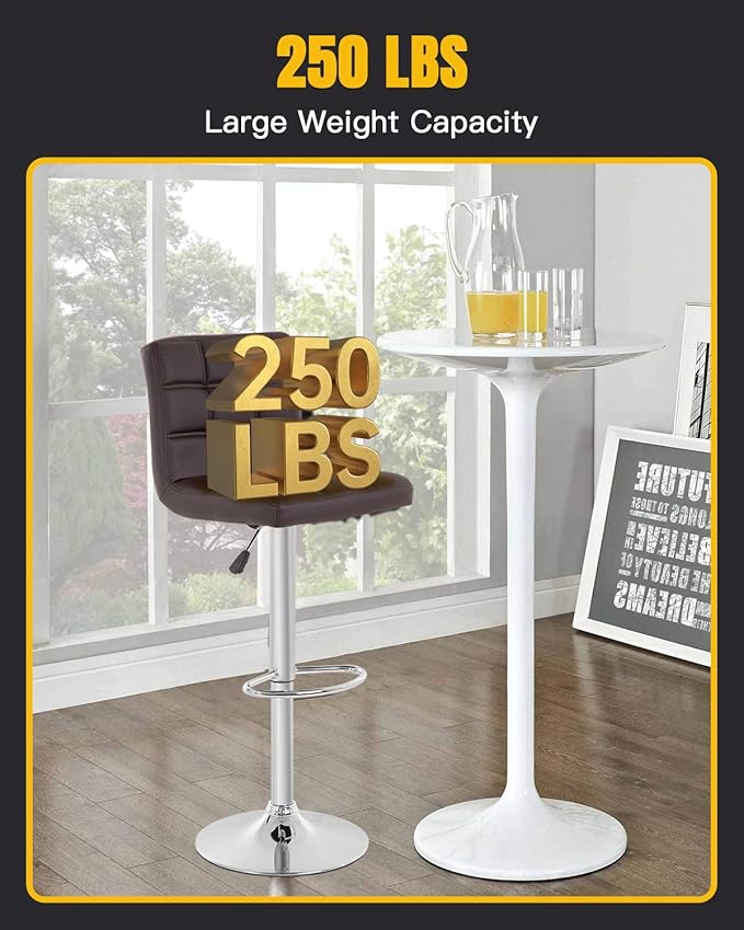 BestOffice Bar Stool Set of 2 Modern Barstools Counter Height Swivel Bar Stool Height Adjustable PU Leather Bar Chairs Hydraulic Home Kitchen Stools Dining Room Chairs