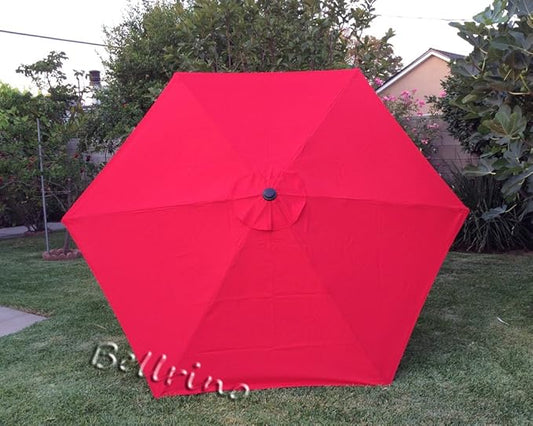 BELLRINO DECOR Replacement RED " STRONG & THICK " Umbrella Canopy for 9ft 6 Ribs Bright Red (Canopy Only)