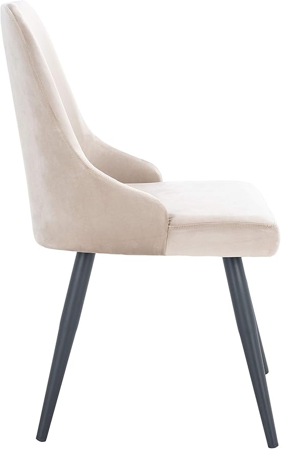 Safavieh Home Collection Zoi Velvet 19-inch (Set of 2) Dining Chair, Taupe/Black