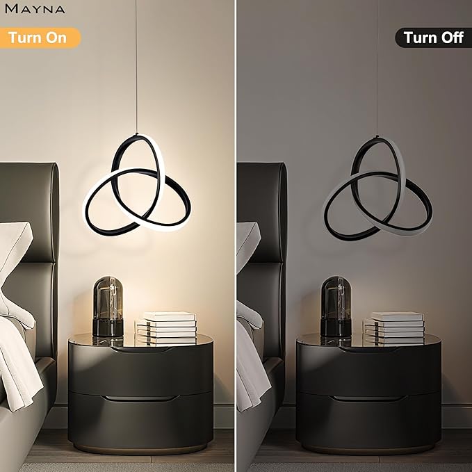 MAYNA Modern Spiral Led Pendant Light, 4000K Natural White Pendant Light Kitchen Island, 18W Adjustable Height Island Light Fixture for Kitchen Bedroom Kitchen Island Cafe, 1 Pack (Black)