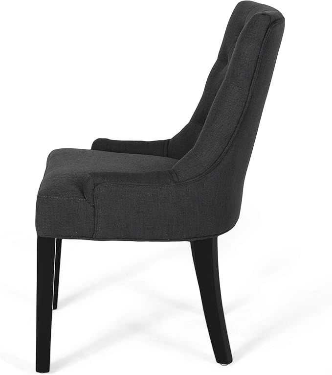 Christopher Knight Home Harriet Contemporary Tufted Fabric Dining Chairs (Set of 4), Dark Gray, Espresso
