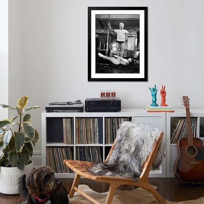 ART.COM Wall Premium Photographic Print Opera Singer Roberta Peters Balancing Her Trainer, Joseph Pilates, on Her Operatic Breadbasket on Black Frame by Michael Rougier, 32" x 40"