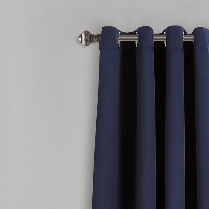 Lush Decor Insulated Grommet Blackout Window Curtain Panels, Pair, 52" W x 63" L, Navy - Classic Modern Design - Chic Window Decor - Curtains For Living Room, Bedroom, Or Dining Room