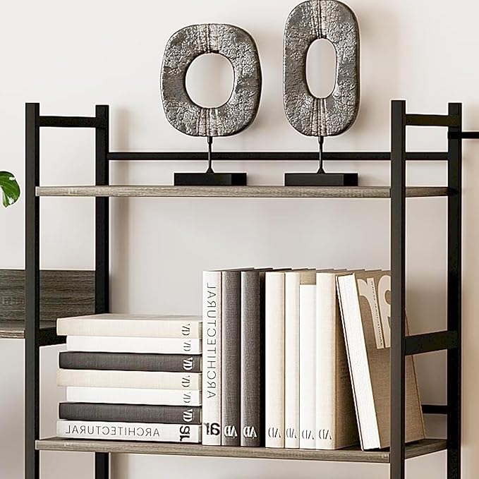 5 Tier Bookshelf, Large Open Bookshelves for Living Room with 14 Display Shelves & Anti-Tip Baffles, Rustic Standing Shelf for Home Office, Bedroom