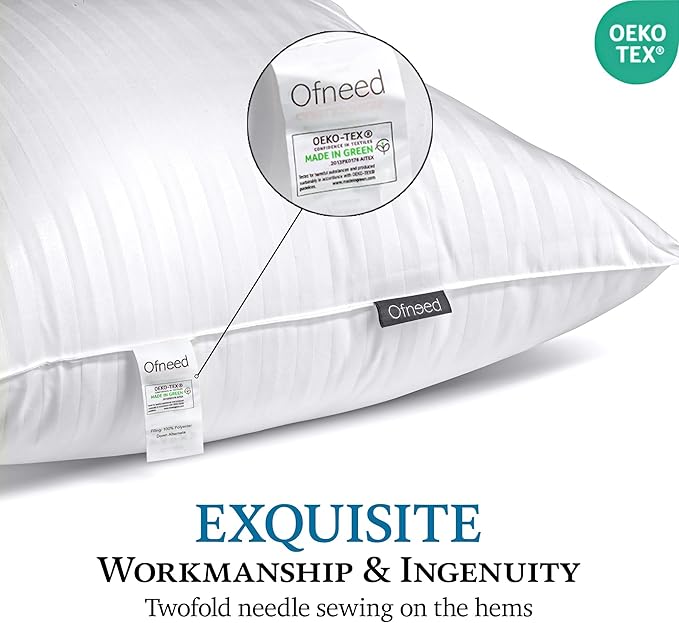 King Size Pillows Set of 2 Down Alternative – Soft & Fluffy King Pillows 2 Pack with Soft & Brushed Cover, Hotel Pillows for Bed, Perfect Bed Pillows for Side and Back Sleepers, Size 20"x36"