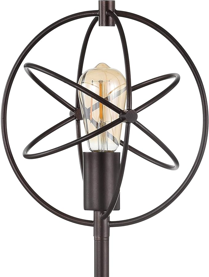JONATHAN Y 26.5" Oil Rubbed Bronze Atomic Caged LED Table Lamp, Industrial Modern Metal Desk Lamp with White Marble Base for Living Room Bedroom, LED Bulb Included JYL1091A