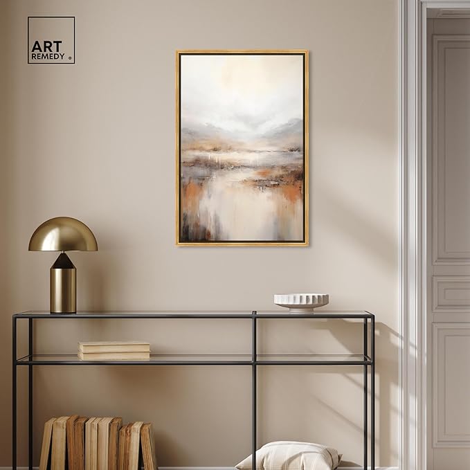 Art Remedy Natural Cascades Canvas Muted Abstract Wall Art, Gold Frame, 20" x 30"