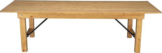 Flash Furniture Hercules Commercial Grade Farmhouse Dining Table | Solid Pine Foldable Table for 10 in Antique Rustic Light Natural | Rustic Charm for Home and Events