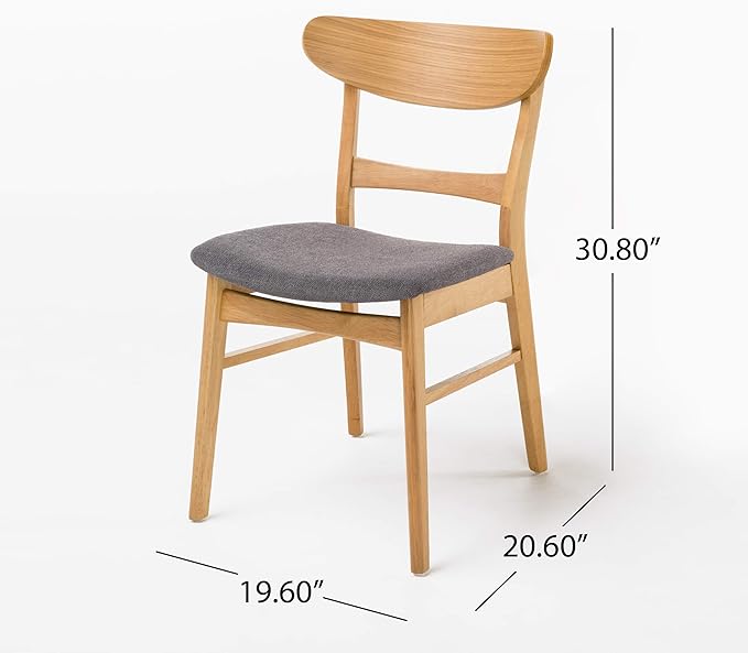 Christopher Knight Home Idalia Dining Chairs, 2-Pcs Set, Dark Grey / Oak Finish