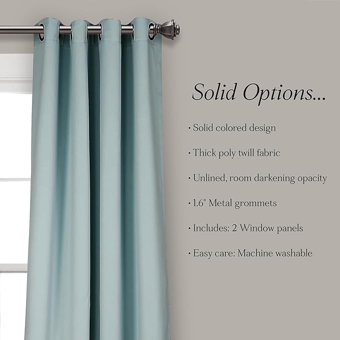 Lush Decor Insulated Grommet Blackout Window Curtain Panels, Pair, 52" W x 84" L, Blue - Classic Modern Design - Chic Window Decor - Long Curtains For Living Room, Bedroom, Or Dining Room