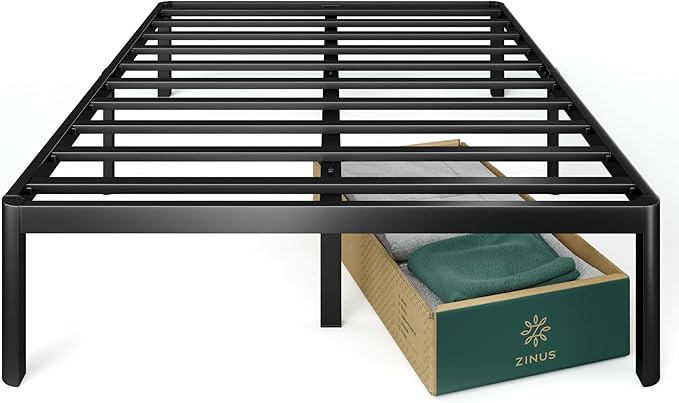 ZINUS Van 16 Inch Metal Platform Bed Frame / Steel Slat Support / No Box Spring Needed / Easy Assembly, Queen