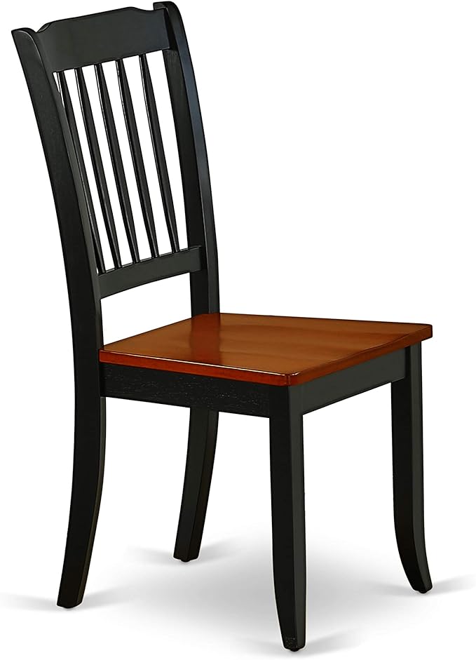 East West Furniture DAC-BCH-W Danbury Dining Room Chairs - Slat Back Solid Wood Seat Chairs, Set of 2, Black & Cherry