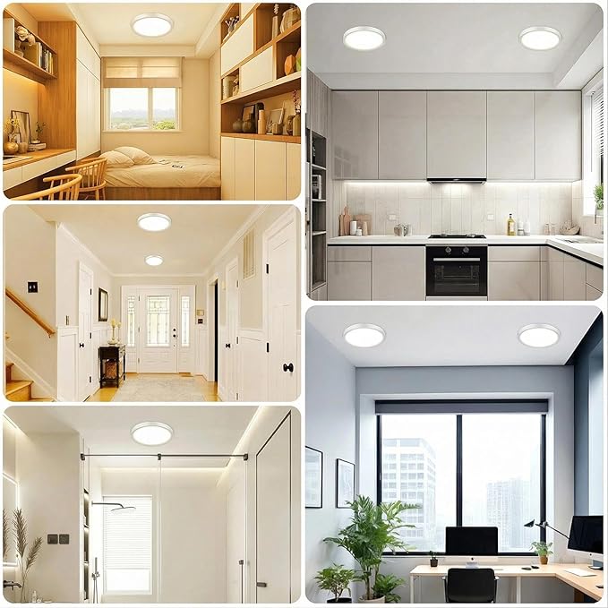libtit 13inch LED Flush Mount Ceiling Light, Dimmable & 5Color Temperatures (3000K-6500K), 24W Round Slim White Light Fixture for Bedroom Livingroom Garage Kitchen