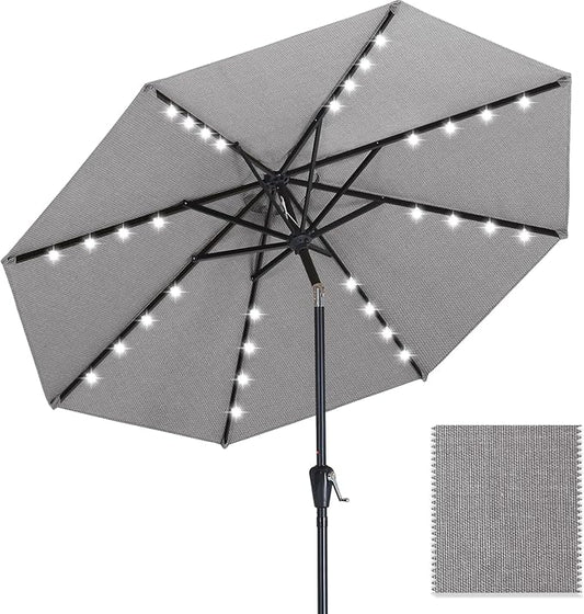 ABCCANOPY OLEFIN® 5-Year No Fading Patio Umbrella with Solar Lights (Gray)