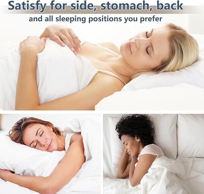 CozyLux Soft Supportive Bed Pillows for Side and Back Sleepers, Oeko-Tex Certified Down Alternative Filling, Hotel Quality Fluffy Sleeping Pillow, Standard Size Set of 2, White, 18" x 26"