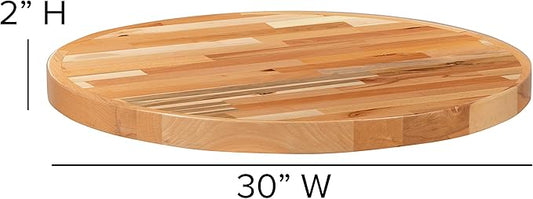 Flash Furniture Mayfair 30" Round Butcher Block Style UV Treated Commercial Grade Table Top