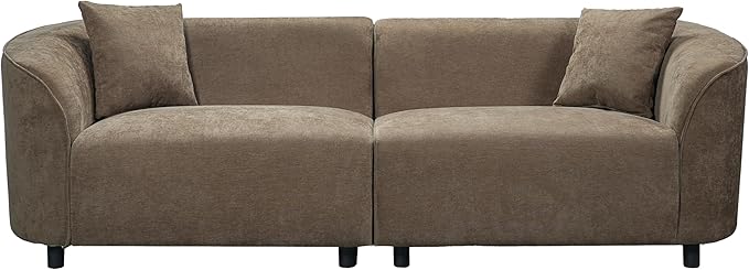 Christopher Knight Home Sabbo 87.50" Modern Sofa Couch, Wooden Home Sofa Living Room, Oversized Cloud Couch for Bedroom, Home Office, Brown