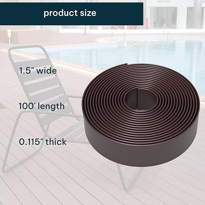 KOMORAX 100ft Long 1.5" Wide Vinyl Chair Strapping. Repair & Replacement Matte Finish. for Patio Outdoor Lawn Garden Durable Attractive (Brown)