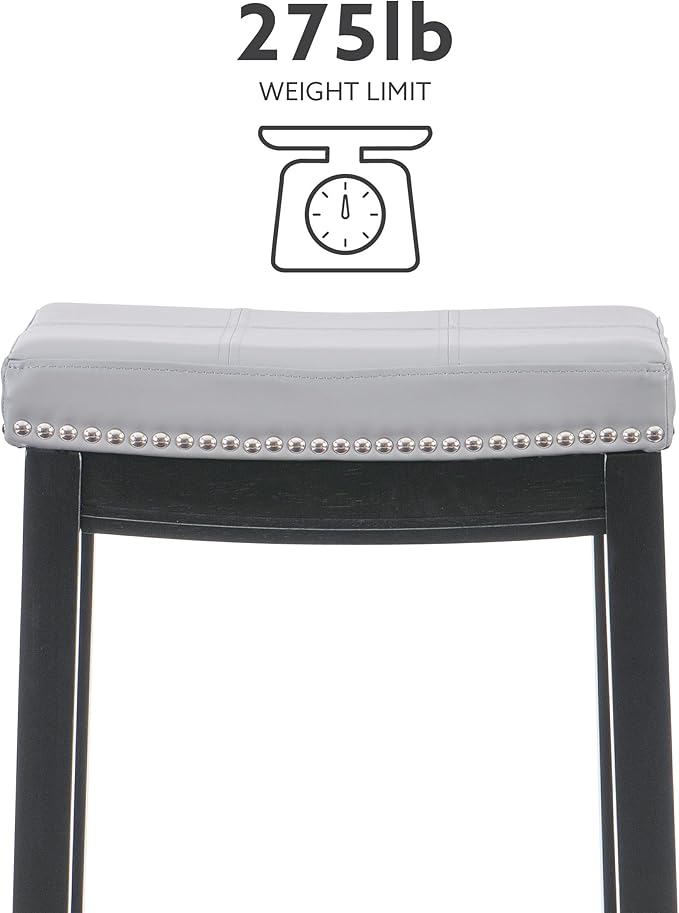 Linon Home Décor Kingston Gray Bar Stool, Black