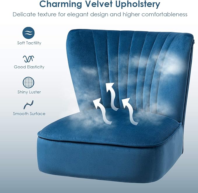 Giantex Set of 2 Velvet Accent Chair, Upholstered Modern Sofa Chair w/Wood Legs, Thickly Padded, Small Armless Wingback Club Chairs for Living Room Bedroom Furniture