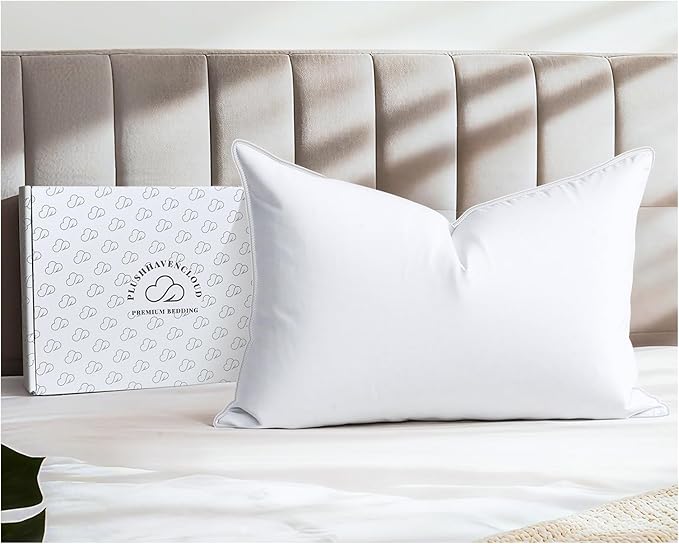 White Goose Down Pillow - Luxury Hotel Bed Pillow with 100% Natural 1000+ Fill Power Goose Feather Down Pillow for Sleeping, 700TC Cotton Shell, King Size- Medium, 1 Pack