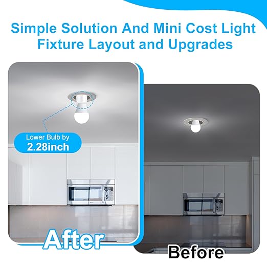 Remote Control E26 E27 Light Bulb Socket Adapter,GreenCyle Standard Medium Base Lamp Socket Extender 2.3"(5.8cm),Screw-in Light Socket,Max 500W,No Wiring Needed,500ft RF Range,for Lamp,Home & Office