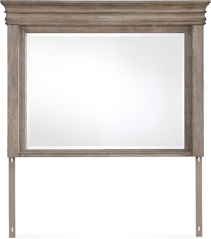 Signature Design by Ashley Blairhurst Traditional 10-Drawer Dresser and Mirror with Safety Stop, Felt-Lined Top Drawer and LED Lights, Light Brown