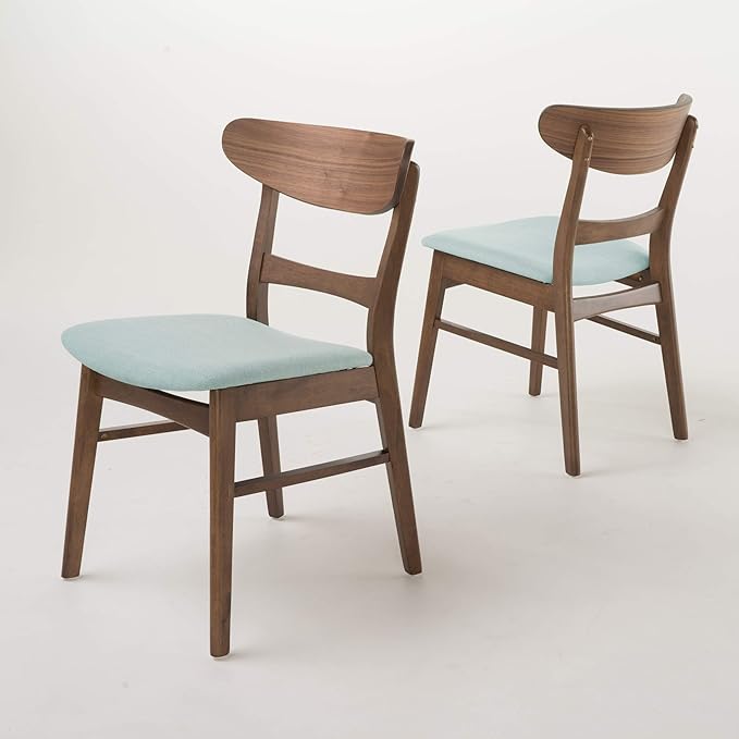 Christopher Knight Home Idalia Dining Chairs, 2-Pcs Set, Mint / Walnut Finish