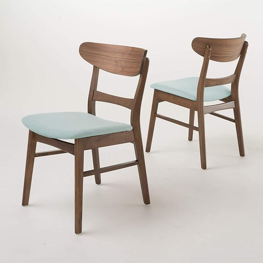Christopher Knight Home Idalia Dining Chairs, 2-Pcs Set, Mint / Walnut Finish