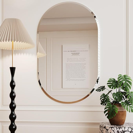 Oval Mirror for Wall,26x42 espejos para baños,Beveled Bathroom Mirror,Oval Wall Mirror,Large Bathroom Mirror,Bathroom Mirrors for Over Sink