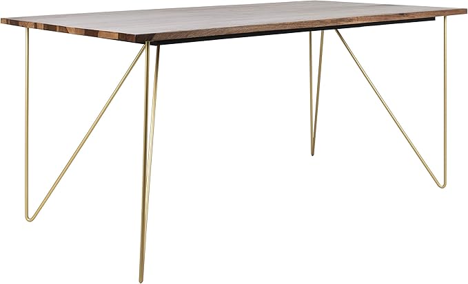 Safavieh Couture Home Captain Modern Walnut and Brass Hairpin Leg Dining Table
