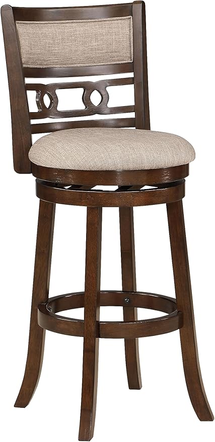 New Classic Home Furnishings Gia 29" Swivel Barstool-Cherry W/Brown Fabric Seat