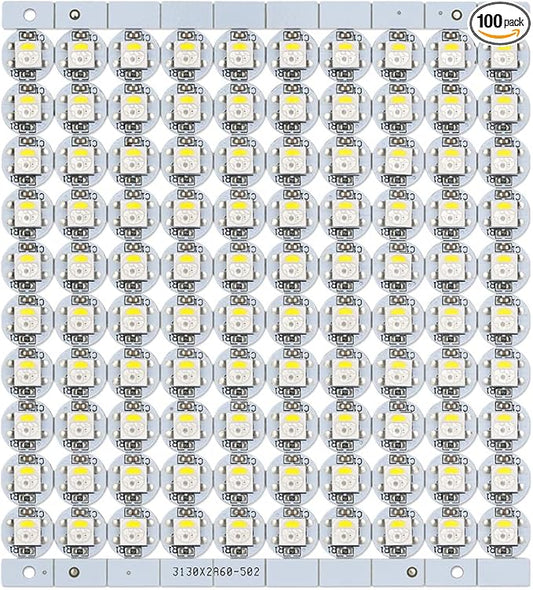 BTF-LIGHTING SK6812(WS2812B) RGBW LED Chips 100PCS RGB+Cool White Individually Addressable 5050SMD Module Pixels Light DC5V White PCB Chasing Dream Color for Christmas(No Adapter or Controller)