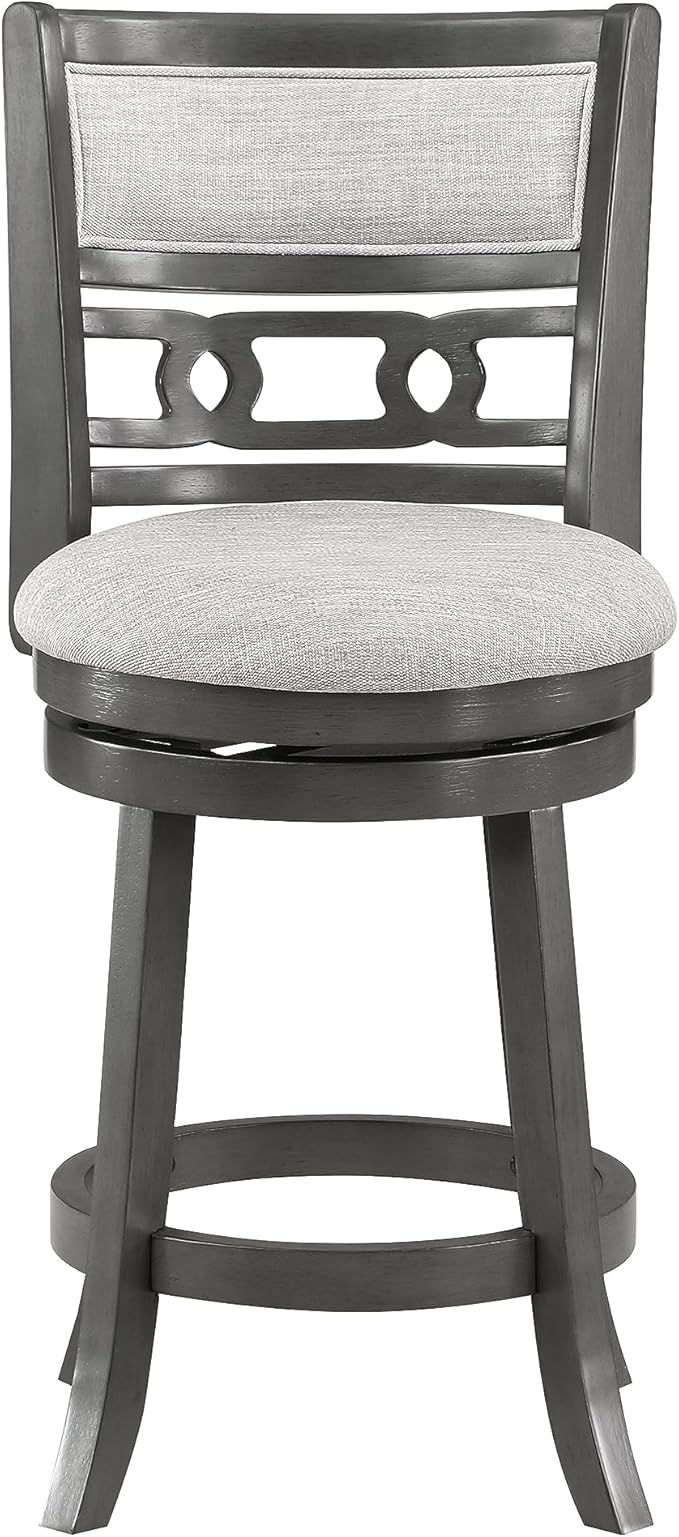 New Classic Home Furnishings Gia 24" Swivel Counter Stool-Gray W/Gray Fabric Seat