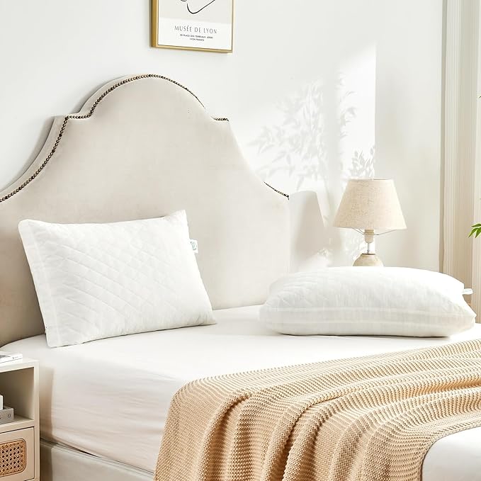 Memory Foam Pillows Queen Size Set of 2，Adjustable Bed Pillow with Gusseted for Sleeping，Medium Firm Pillows 2 Pack for Side, Back or Stomach Sleepers (20 x 30 in, White)