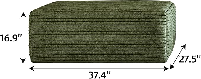 107" U Shaped Cloud Corduroy Couch with Ottoman, Comfy Sectional Boneless Couches for Living Room Bedroom, Deep Seat Sleeper Compression Sofa, No Assembly, Right Facing Chaise, Green