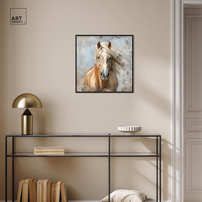 Art Remedy Rustic Rider Canvas Horse Wall Art, Black Frame, 20" x 20"