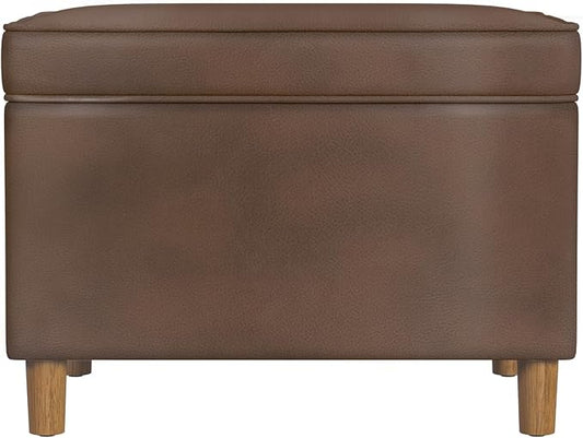 Spatial Order Home Decor | Dinah Collection Modern Storage Ottoman | Ottoman with Storage for Living Room & Bedroom(Brown Faux Leather)