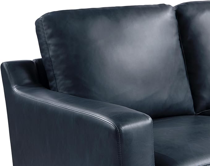 Serta Triton 78" Sofa, Transitional Modern, Dreamcoil Comfort, Metal Legs, Vegan Leather, Navy Blue