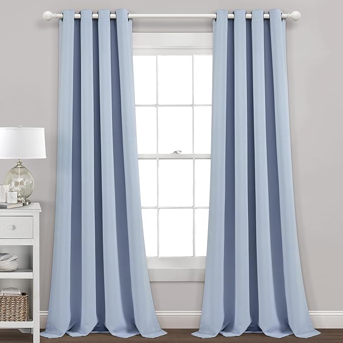 Lush Decor Insulated Grommet Blackout Window Curtain Panels, Pair, 52" W x 84" L, Blue Moon - Classic Modern Design - Chic Window Decor - Long Curtains For Living Room, Bedroom, Or Dining Room
