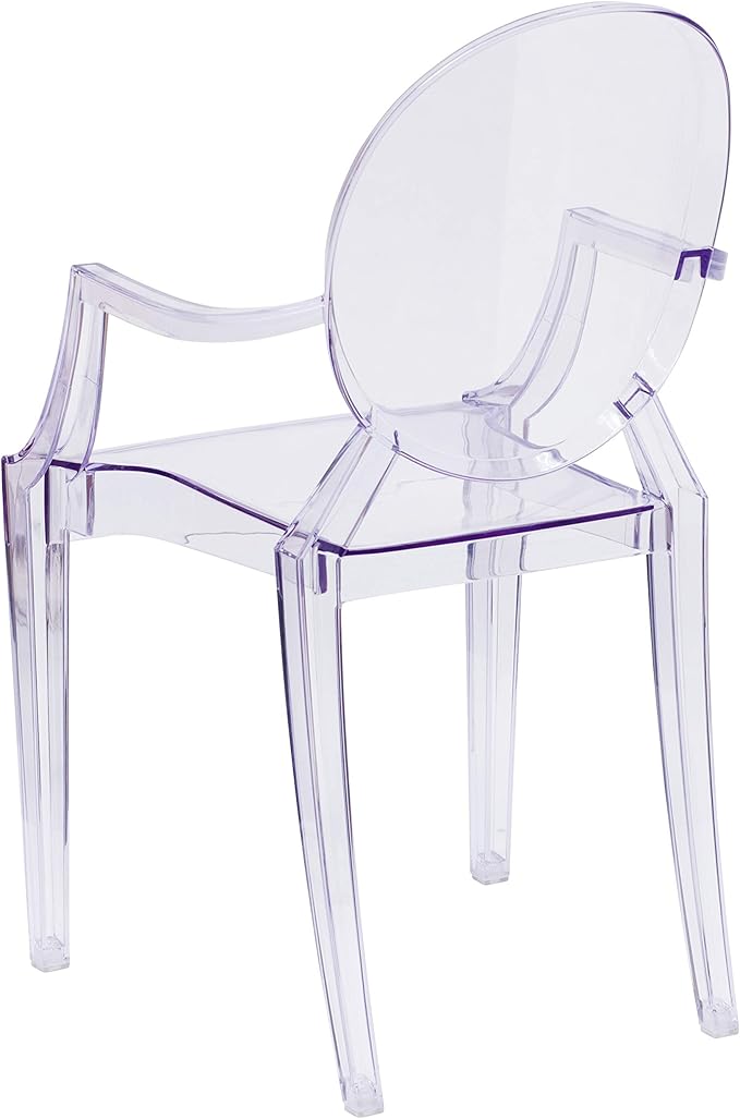 Flash Furniture Max 4 Pack Indoor-Outdoor Ghost Chair with Arms in Transparent Crystal