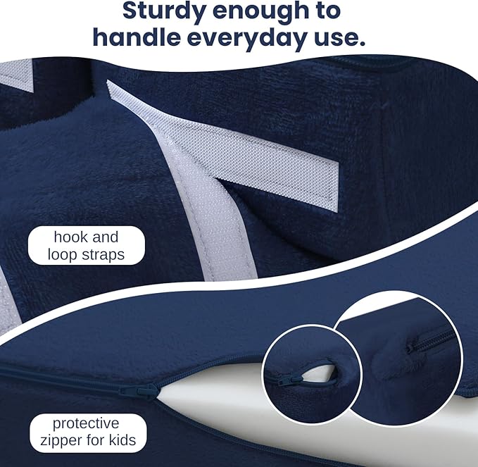 MeMoreCool Foldable Futon Chair Bed for Kids, Toddler Sofa Mattress, Convertible Foam Floor Couch, Tri-fold Sleeping Mattress (Navy)
